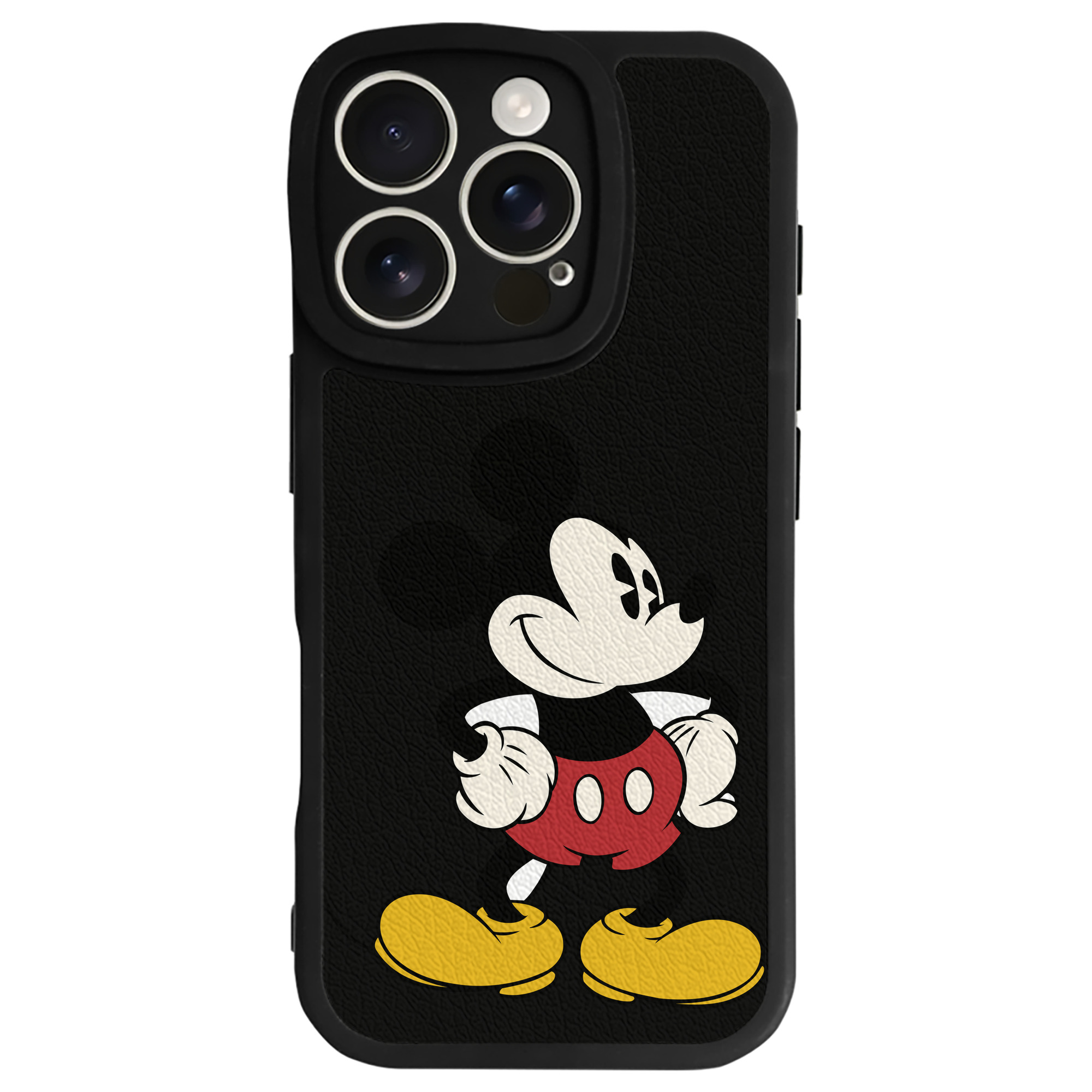 （画像用） ミッキーマウス Mickey Mouse 【iPhone 16シリーズ対応】シリコンスマホケース（レザー調） 材質：シリコン